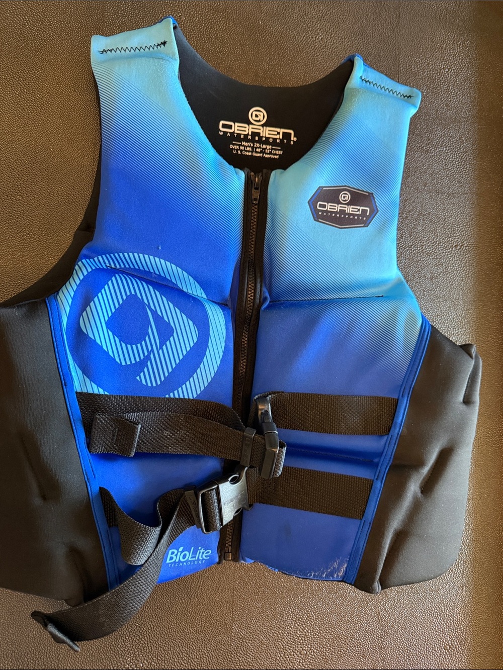 Obrien Men's Blue Zip-Front with Buckle Life Vest with Adjustable Straps size 2X